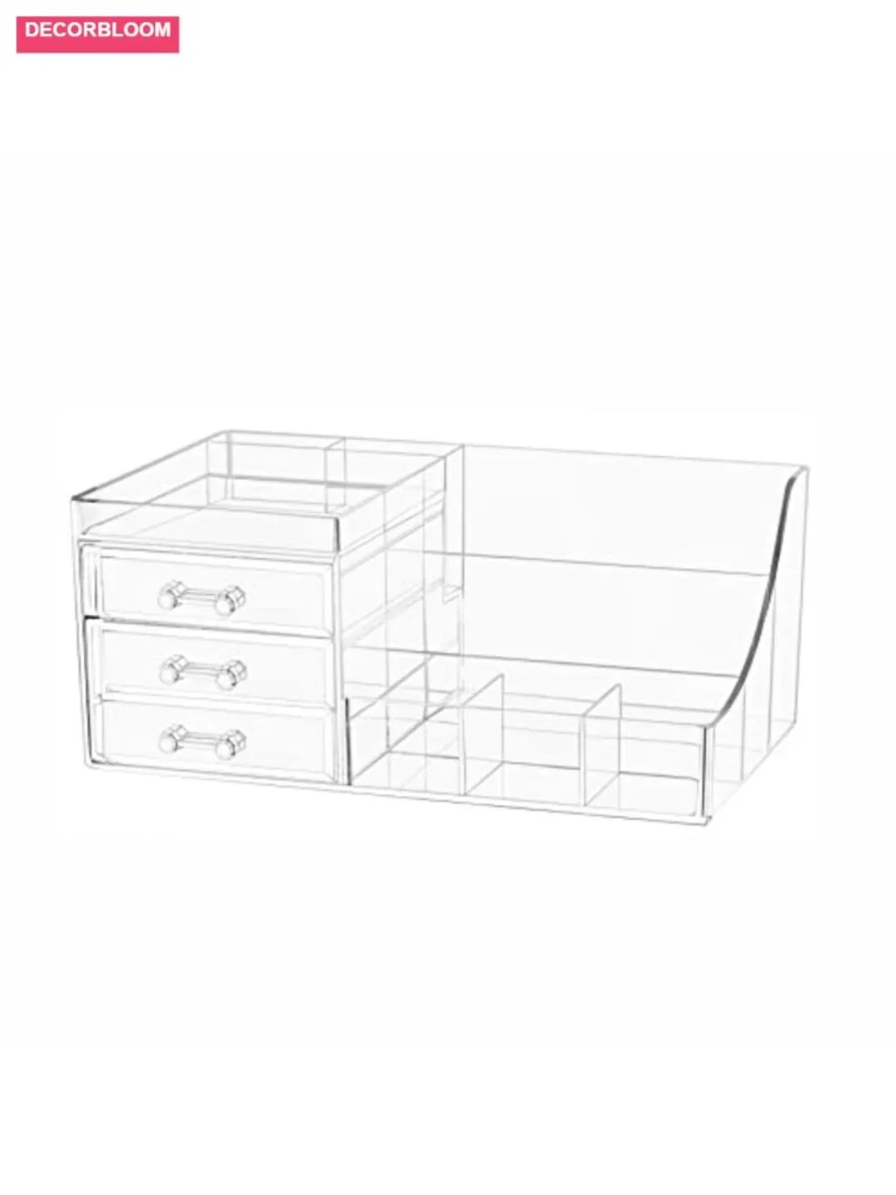 Clear Acrylic 3-Drawer Stackable Makeup Organizer Vanity Storage